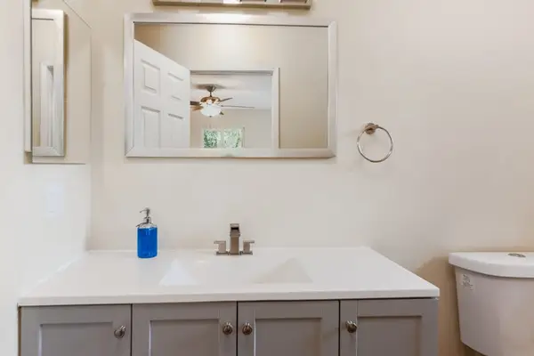 Guest bathroom with walk-in shower.