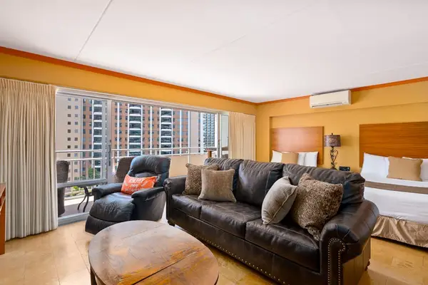 Open layout connects the living room with comfortable sleeping spaces seamlessly together