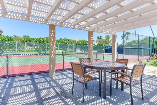 Shaded Outdoor Patio With Resort Views