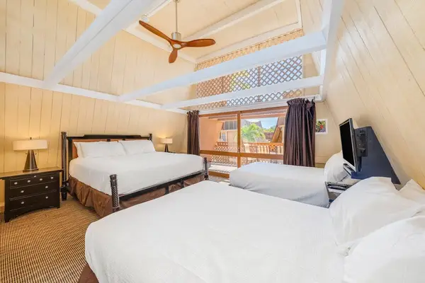 Three comfortable beds provide flexible sleeping arrangements for families and groups together