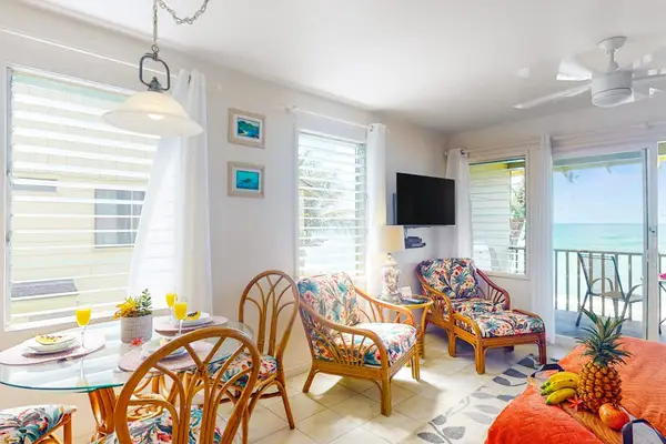 Bright dining area connected to the comfortable living space.