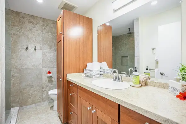 Bright Full Bathroom With Walk-In Shower