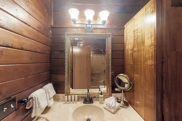 Full bathroom with walk-in shower.