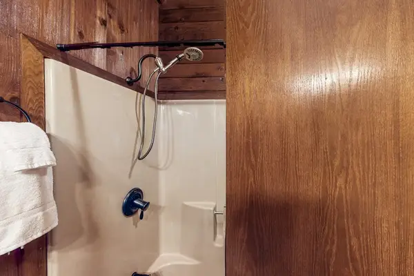 Full bathroom with walk-in shower.