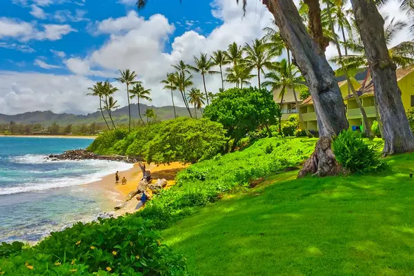 Lush oceanfront lawn overlooking the beautiful Pacific Ocean.