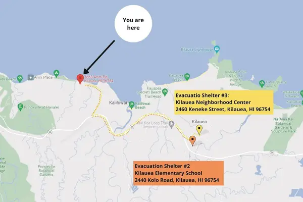 Area map identifies nearby roads, landmarks, and important visitor directions