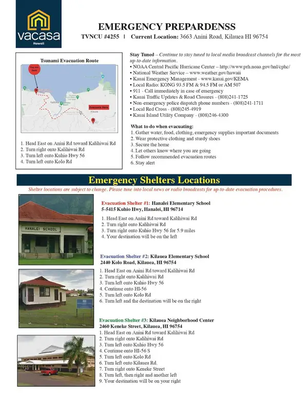 Emergency information guide provides essential safety instructions and location details