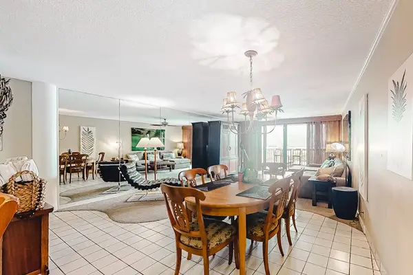 View from kitchen to dining/living room areas