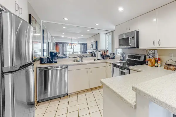 Modern kitchen featuring stainless steel appliances