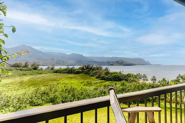 Beautiful view of Hanalei Bay from private balcony