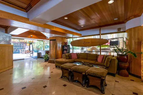 Relax for a moment in the inviting lobby area.