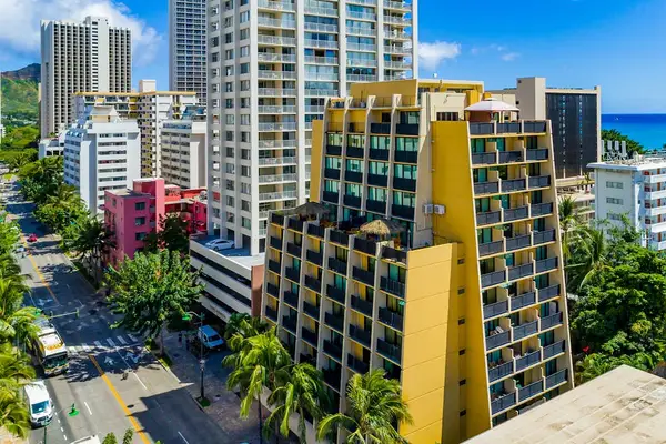 Take in an aerial view of the property building and its surrounding setting.