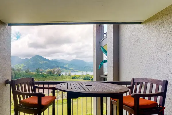 Admire beautiful mountain scenery while relaxing outside on the balcony