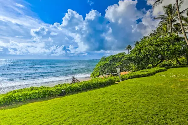 Beautiful beachfront scenery just steps from the property.