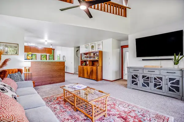 This open concept living and vaulted ceilings gives a welcoming feel.  There is a comfortable sleeper sofa and flat screen tv for extra company.