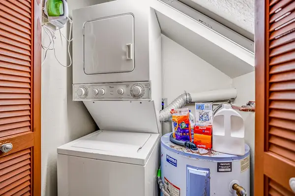 In-home stackable washer and dryer let you pack light and enjoy the convenience of doing laundry during your stay.