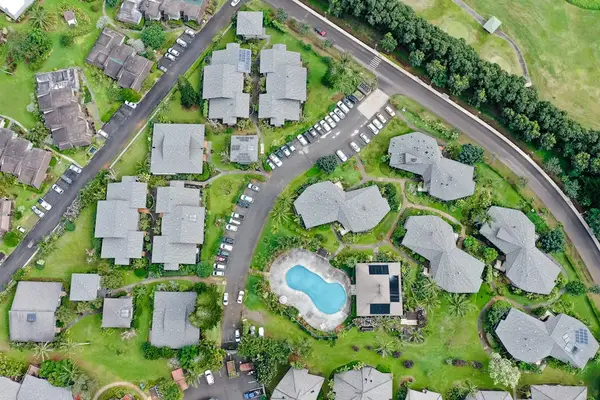 Aerial view showcasing the resort's lush landscaping and layout