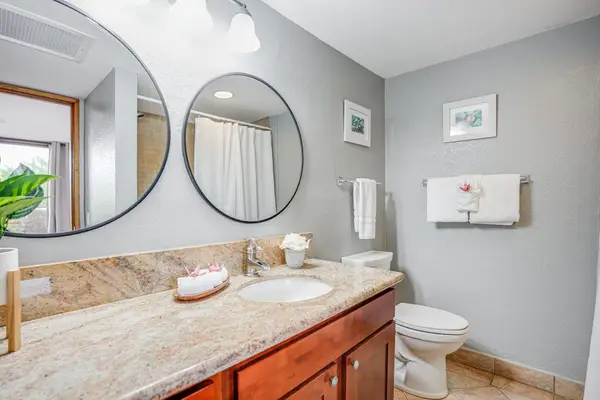 Fully equipped bathroom with a large double vanity