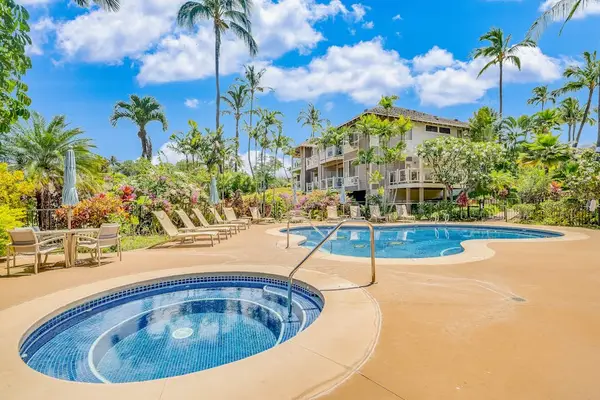 Outdoor Spa Hot Tub & Swimming Pool Complex with Lush Landscaping