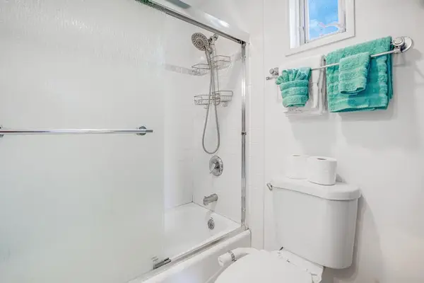 Master bathroom tub/shower combo.