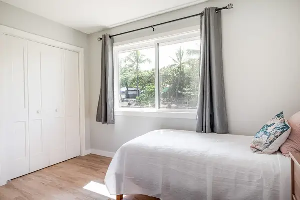 Single Twin Bed with Bright Window View & Closet Access