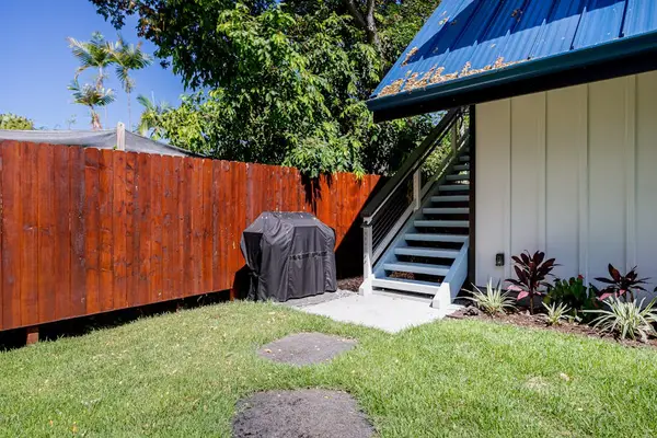 Private Grassy Backyard with BBQ Grill & Direct Deck Stairs