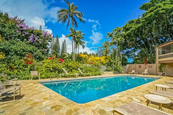 Sparkling Resort Pool Beneath Swaying Palms