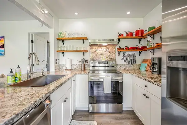 Modern kitchen with stainless steel appliances
