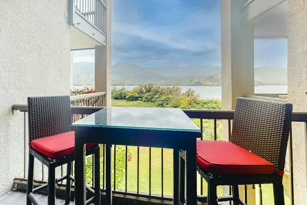 Relax with morning coffee while enjoying peaceful views from balcony