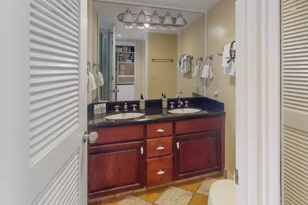Bright bathroom vanity makes getting ready simple throughout your stay