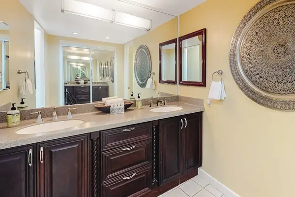 Spacious bathroom vanity offers plenty of room for getting ready
