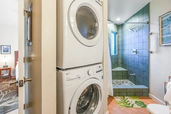 In-unit washer and dryer for added convenience.