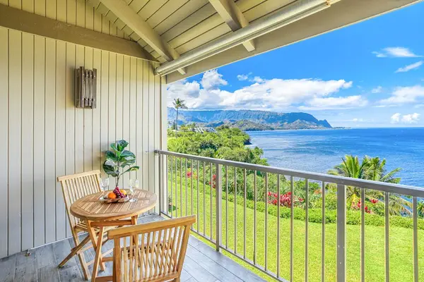 Enjoy outdoor seating with panoramic ocean views.