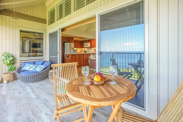 Relax on the covered lanai with breathtaking ocean views.