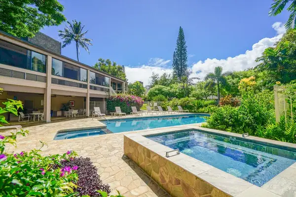 Unwind in the relaxing resort hot tub.