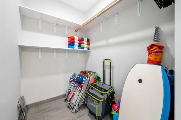 Convenient storage area for beach gear and vacation essentials