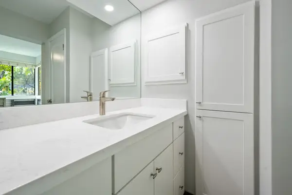 Modern bathroom vanity with convenient storage space
