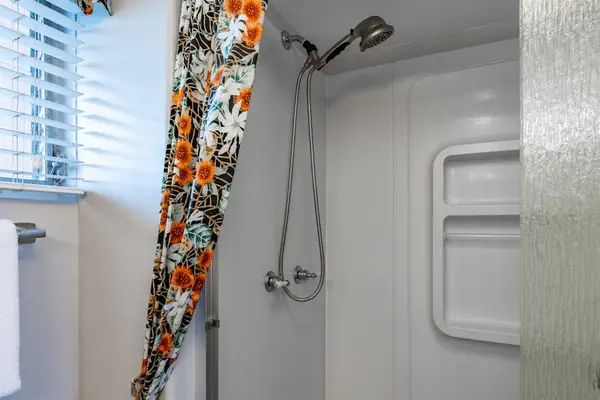 Bright Bathroom With Walk In Shower