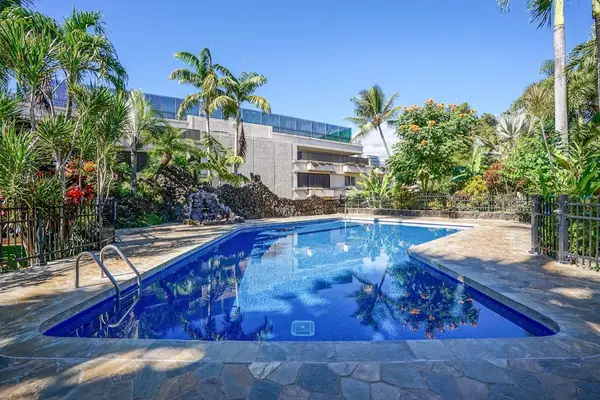 Resort Pool Oasis Beneath Swaying Palms