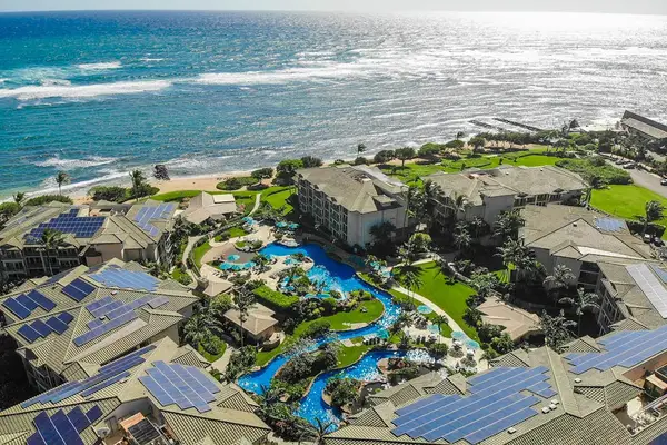 Aerial View Of A Lush Island Resort Escape