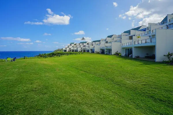 Expansive oceanfront lawn with uninterrupted Pacific views