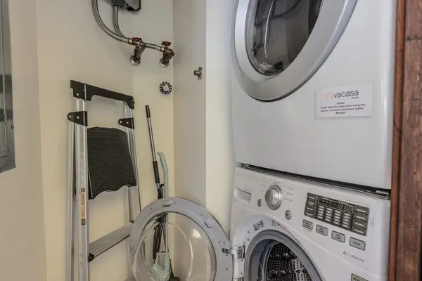 In-Unit Stacked Washer & Dryer for Ultimate Guest Convenience