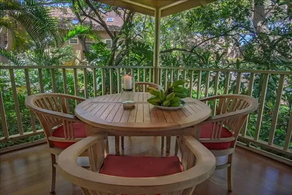 Balcony dining area perfect for morning coffee and relaxing outdoor meals together