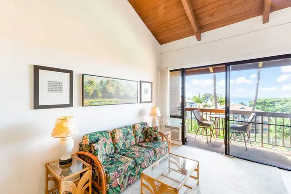 Inviting living room with lanai access