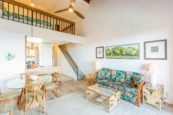 Comfortable living room with open layout