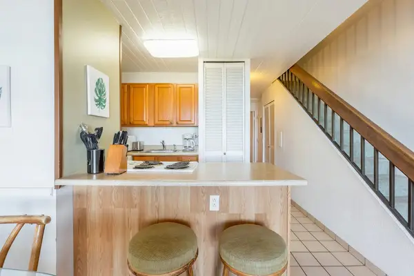 Breakfast bar with seating for casual meals