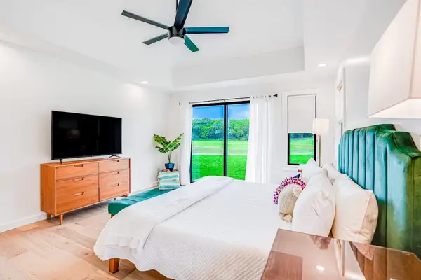 Bright bedroom with elegant furnishings