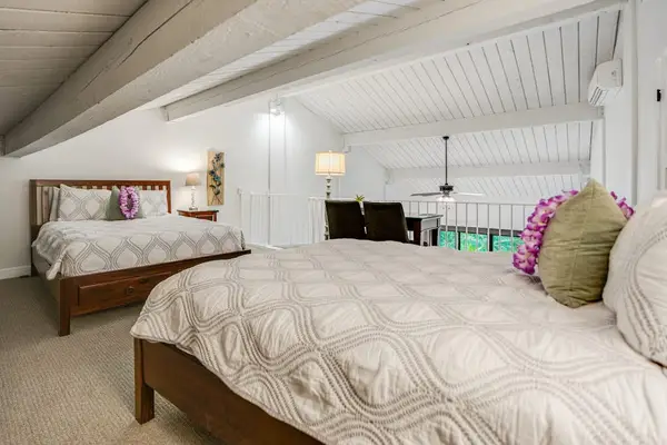Cozy loft sleeping area offers extra space for restful nights
