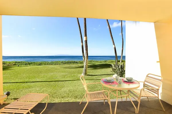 Private Oceanfront Patio For Morning Coffee