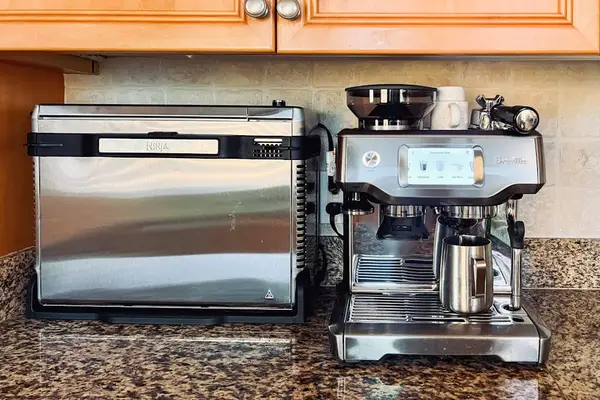 Microwave and coffee station for convenience